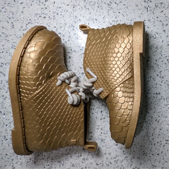Mini Melissa Baja East Gold Python ankle boots girls toddler size 9 - Picture 6 of 9